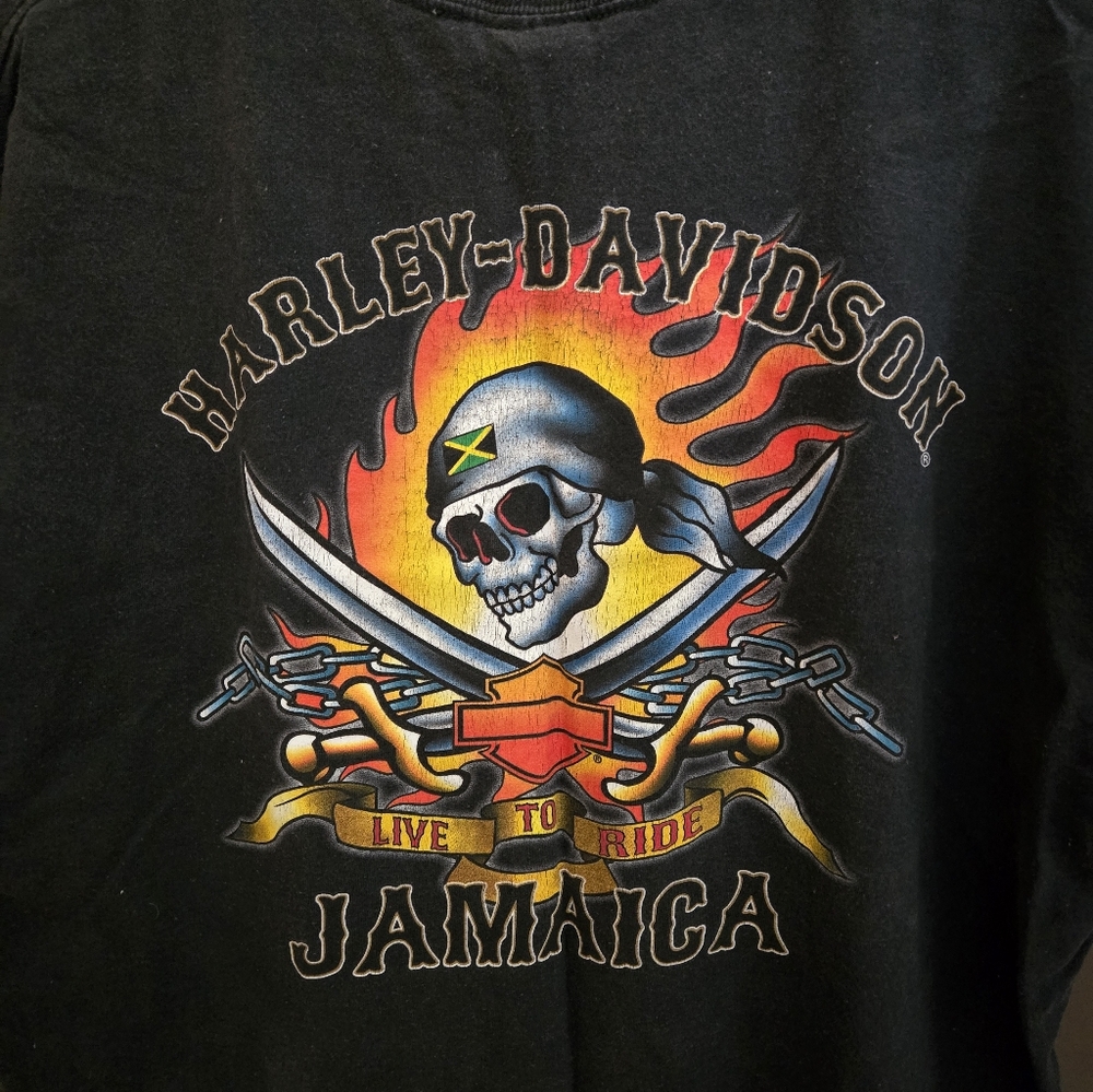Harley-Davidson Jamaica Black Tee with Colorful Graphic